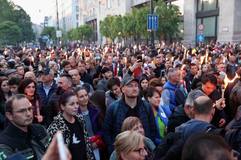 Protest to demand the resignation of the Hungarian Interior Minister Sandor Pinter and reforms in the child-protection system, in Budapest