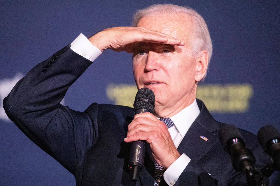 President Joe Biden takes the podium to deliver remarks on student debt relief, part of his Lowering Costs for American Families initiative, during a visit to Delaware State University in Dover, Friday, Oct. 21, 2022.