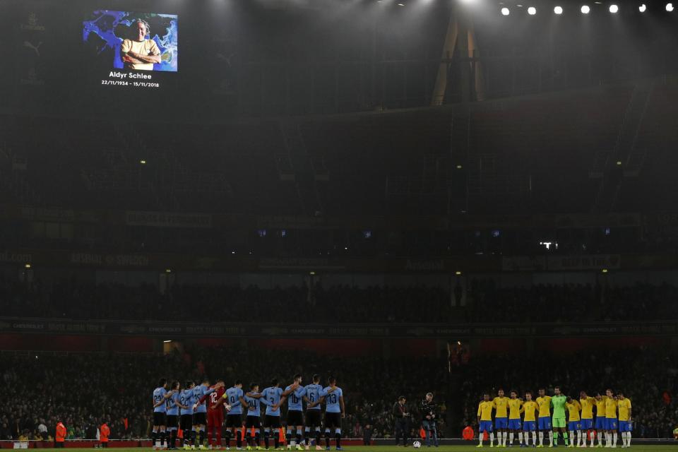 Brazil and Uruguay paid tribute to Schlee on Friday night in London: AFP/Getty Images