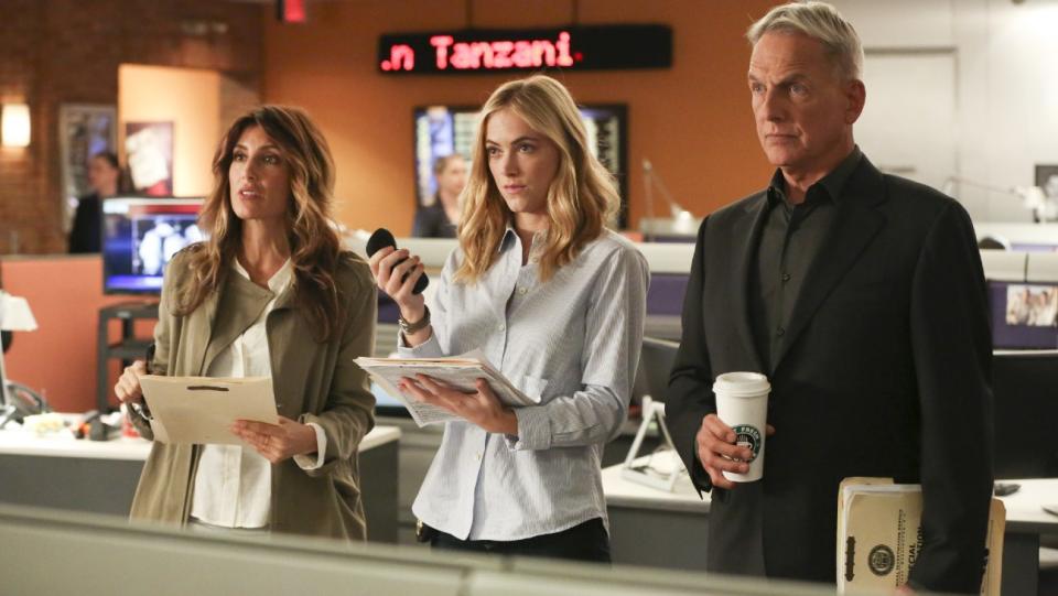 Jennifer Esposito, Emily Wickersham and Mark Harmon on 'NCIS'