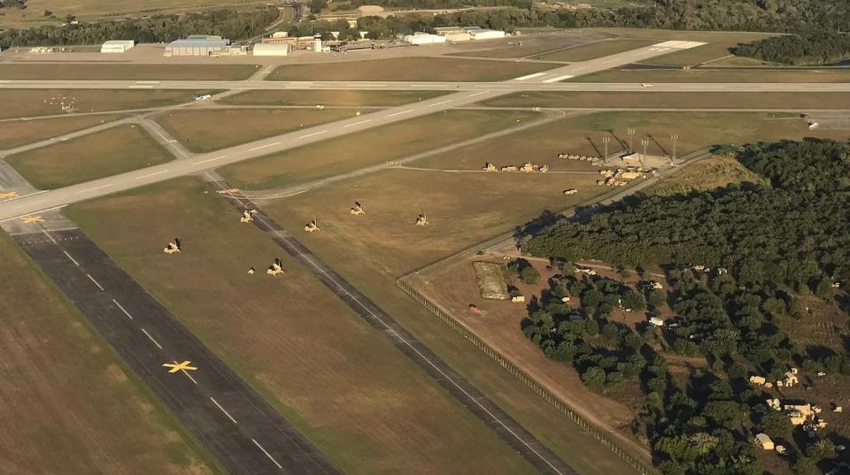 A Patriot battery arranged at an airport in Texas during a training exercise. <em>Reader submission</em>