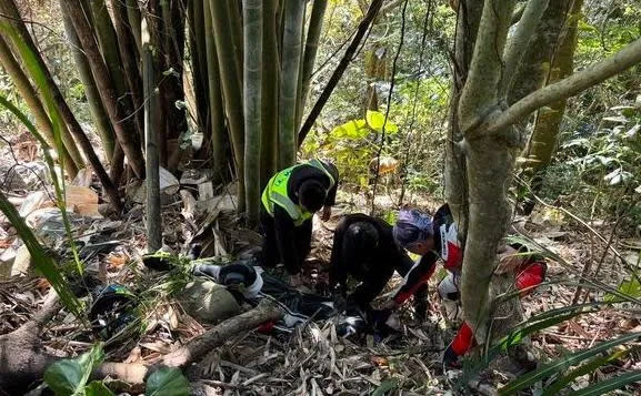 <strong>警消人員下街邊坡搶救。（圖／翻攝畫面）</strong>