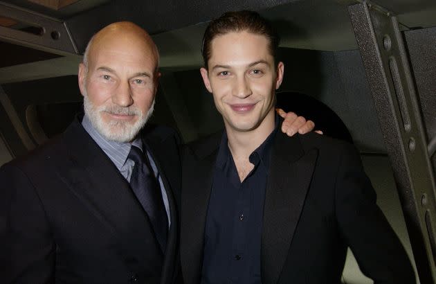 Sir Patrick Stewart and Tom Hardy at the premiere of Star Trek: Nemesis in December 2002