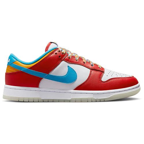 <p><a class="link " href="https://www.theeditldn.com/products/nike-dunk-low-qs-lebron-james-fruity-pebbles?variant=43227356856568&gclid=Cj0KCQiAyMKbBhD1ARIsANs7rEFx9F-FgJENMdxSImX-Bt4Yl4iv9cCJbBHhs3k31qtkUClHA9KPtuAaAqBBEALw_wcB" rel="nofollow noopener" target="_blank" data-ylk="slk:SHOP;elm:context_link;itc:0;sec:content-canvas">SHOP</a></p><p>The <a href="https://www.esquire.com/uk/style/fashion/a41852738/lebron-james-x-nike-dunk-low-qs-fruity-pebbles-how-to-buy/" rel="nofollow noopener" target="_blank" data-ylk="slk:‘Fruity Pebbles’ Dunk;elm:context_link;itc:0;sec:content-canvas" class="link ">‘Fruity Pebbles’ Dunk</a> isn’t the first trainer to take LeBron James’ favourite cereal as its muse, but it may well be the best. We mean, who can say no to that The Flintstones-inspired tongue tab and those multicoloured laces? (Evidently, not us.)</p><p>£173.99; <a href="https://www.theeditldn.com/products/nike-dunk-low-qs-lebron-james-fruity-pebbles?variant=43227356856568&gclid=Cj0KCQiAyMKbBhD1ARIsANs7rEFx9F-FgJENMdxSImX-Bt4Yl4iv9cCJbBHhs3k31qtkUClHA9KPtuAaAqBBEALw_wcB" rel="nofollow noopener" target="_blank" data-ylk="slk:theeditldn.com;elm:context_link;itc:0;sec:content-canvas" class="link ">theeditldn.com</a></p>