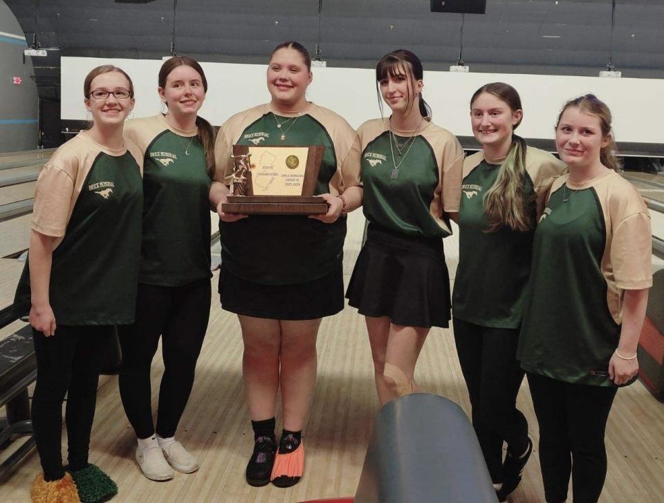 NJSIAA team bowling finals at Bowlero North Brunswick on Tuesday, Feb. 27, 2024. Brick Memorial captured its fourth consecutive state championship by holding off Shore Conference foe Lacey, 902-823, 944-935, in the Group 3 girls final.