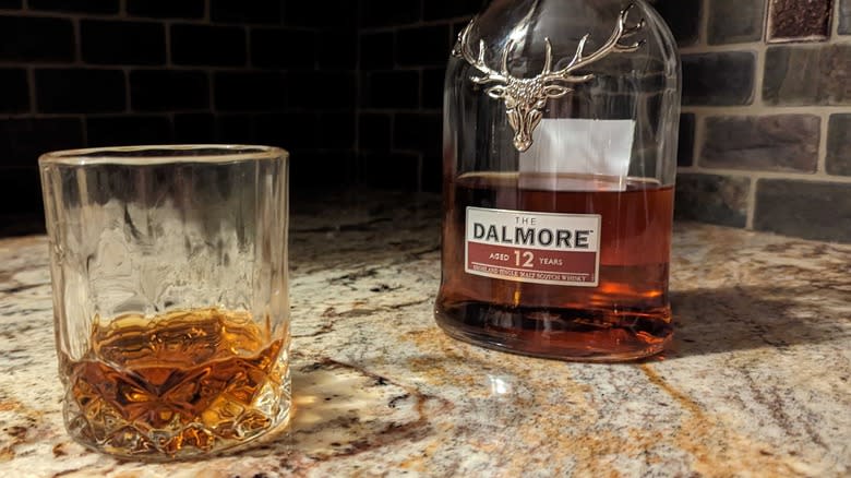 Dalmore 12 bottle and glass