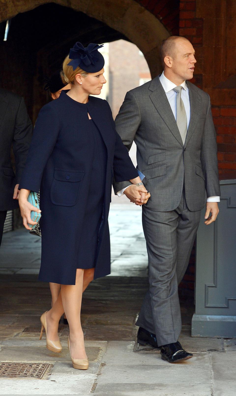 Zara Phillips and Mike Tindall at Prince George's christening in 2013.