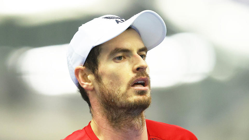 Pictured here, British tennis star Andy Murray looks frustrated on court.