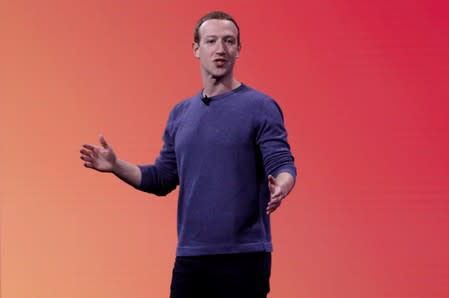 Facebook CEO Mark Zuckerberg makes his keynote speech during Facebook Inc's annual F8 developers conference in San Jose