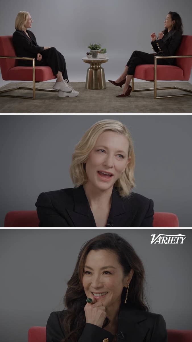 screencaps of Cate Blanchett and Michelle Yeoh from their Variety's Actors on Actors conversation