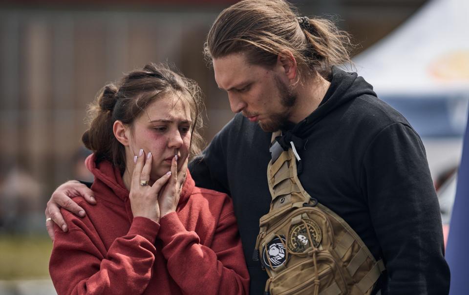 A local woman after providing a DNA sample for identifying a deceased relative