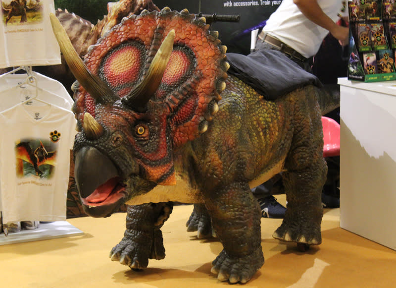 The Oriinokards booth at Ngee Ann City even has a baby Triceratops.