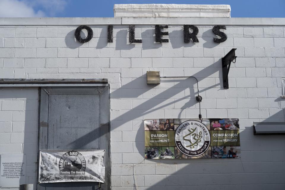 The exterior of Oiler Meat Processing. Employees regularly have put in 12-hour days, 7-days-a-week since the start of bowhunting season.