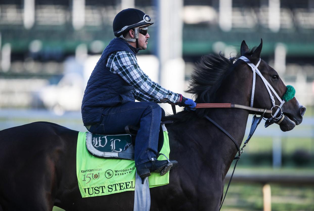 Just Steel, trained by D. Wayne Lukas, finished 17th in the Kentucky Derby. Just Steel is a candidate to run in the Preakness Stakes.