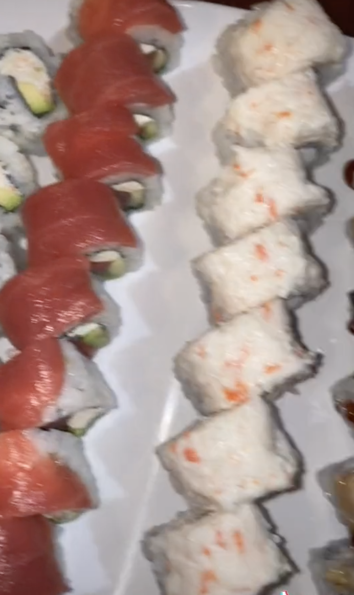 Screenshot of video of sushi. 