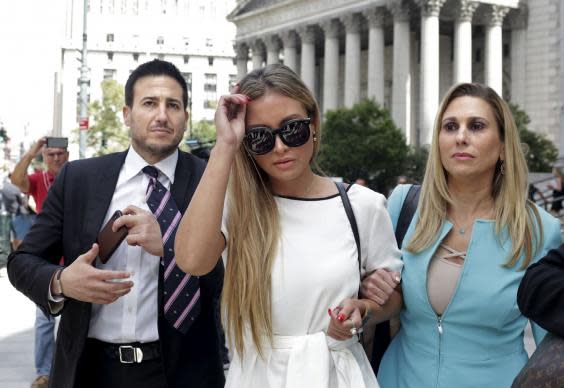 Jennifer Araoz, another of Epstein's accusers, spoke passionately in the court session (AFP/Getty Images)