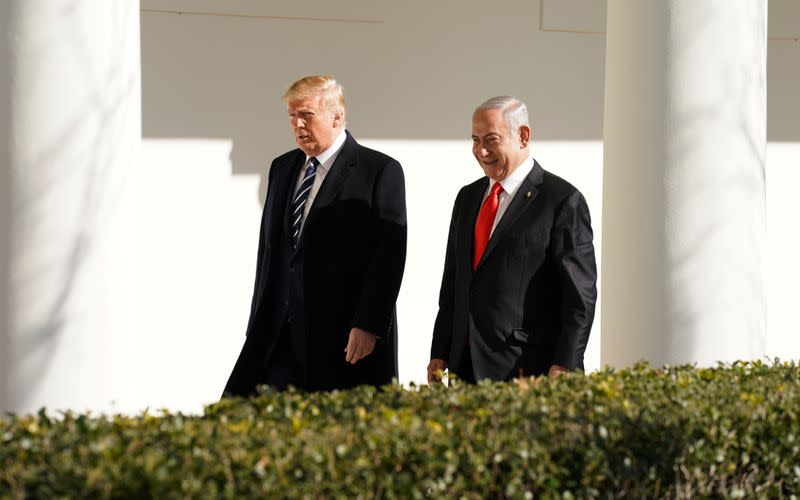 U.S. President Donald Trump meets Israeli Prime Minister Benjamin Netanyahu in Washington