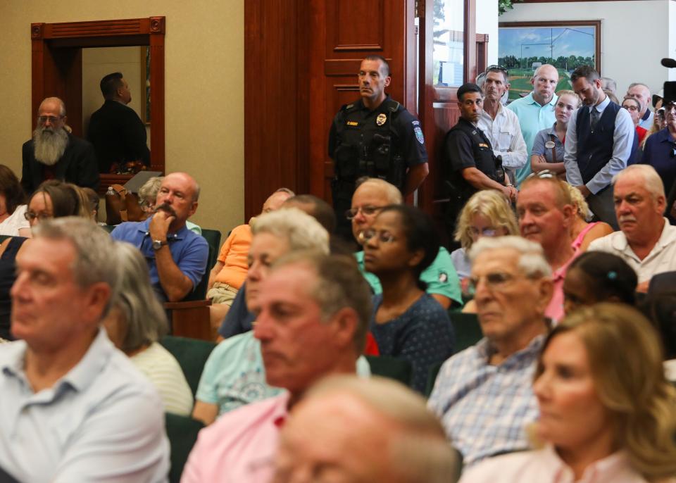 Leisure Square pool supporters crowd City Hall during a City Council meeting on Tuesday, July 16, 2019, in Vero Beach. In a 2020 city budget workshop last week, the City Council decided to pull the plug on the swimming pool at Leisure Square.