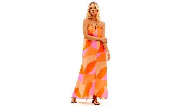 anna-kaci Plus Size Tropical Floral Tie Waist Flowy Maxi Dress in