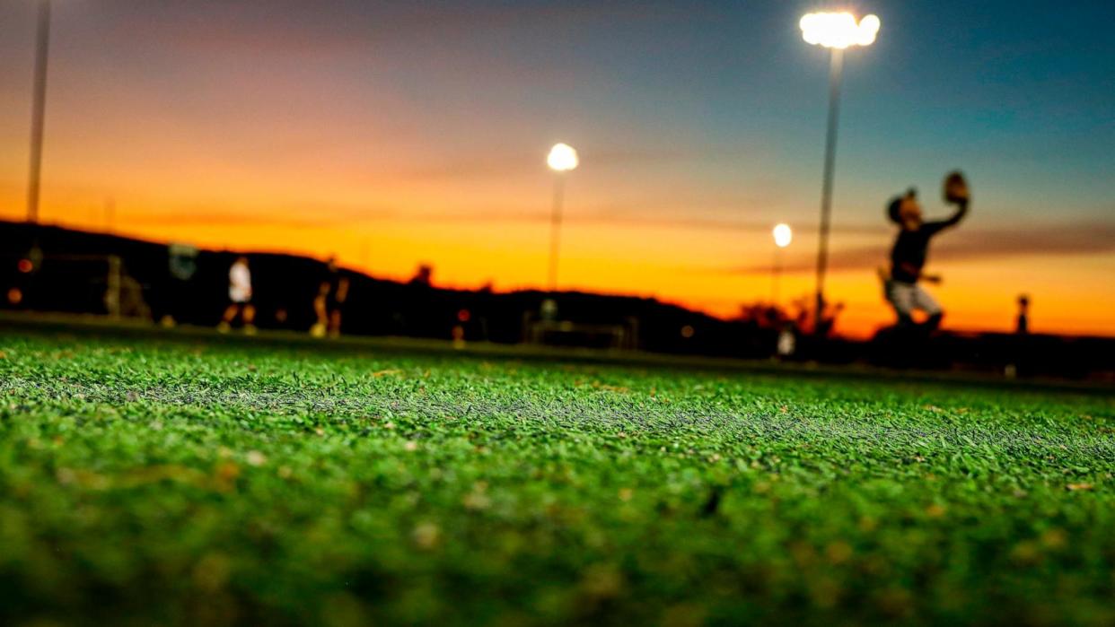 PHOTO: In this Nov. 12, 2023, file photo, kids practicebaseball on an artificial turf field at the 4S Ranch Sports Park in San Diego, Calif. (The Washington Post via Getty Images, FILE)