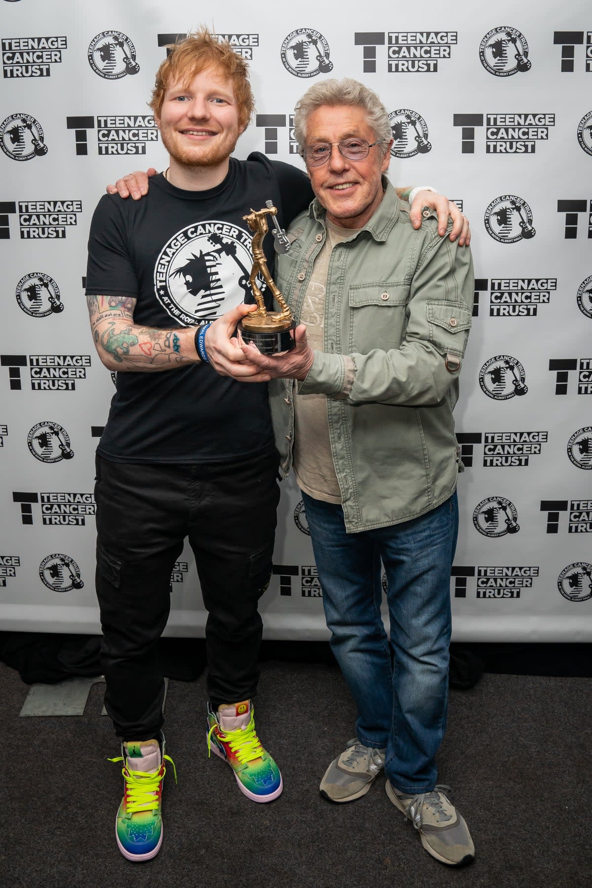 Roger Daltrey with Ed Sheeran at a Teenage Cancer Trust event (Aaron Chown/PA) (PA Wire)