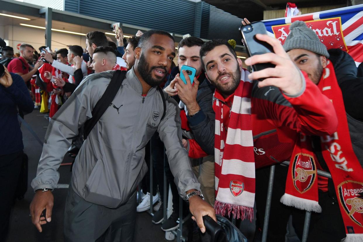 Alexandre Lacazette meets fans of his new club in Sydney: Arsenal FC via Getty Images