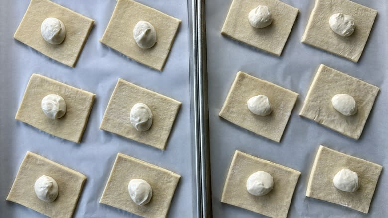 dough squares with cream filling