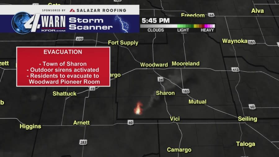 Evacuation order issued for southwestern Woodward Co. due to large wildfire