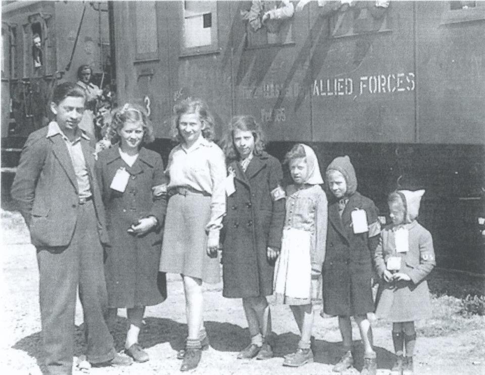 <div class="inline-image__caption"><p>The Weber children in Bremerhaven, Germany. Ginger stands on the right end of the line.</p></div> <div class="inline-image__credit">Handout</div>