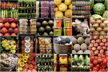 FILE PHOTO: A combination photo shows food and plants for sale inside a Whole Foods Market in the Manhattan borough of New York City, New York, U.S. June 16, 2017. REUTERS/Carlo Allegri/File Photo