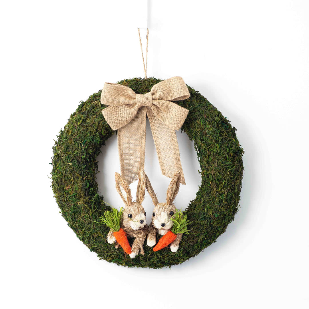 <p><a href="https://darbycreektrading.com/collections/easter-wreaths/products/spring-bunny-wreath-with-natural-moss-corn-husk-grass-burlap-bow" rel="nofollow noopener" target="_blank" data-ylk="slk:Shop Now;elm:context_link;itc:0;sec:content-canvas" class="link rapid-noclick-resp">Shop Now</a></p><p>Bunny Rabbits Easter Wreath</p><p>darbycreektrading.com</p><p>$79.00</p><span class="copyright">Courtesy of Darby Creek Trading</span>