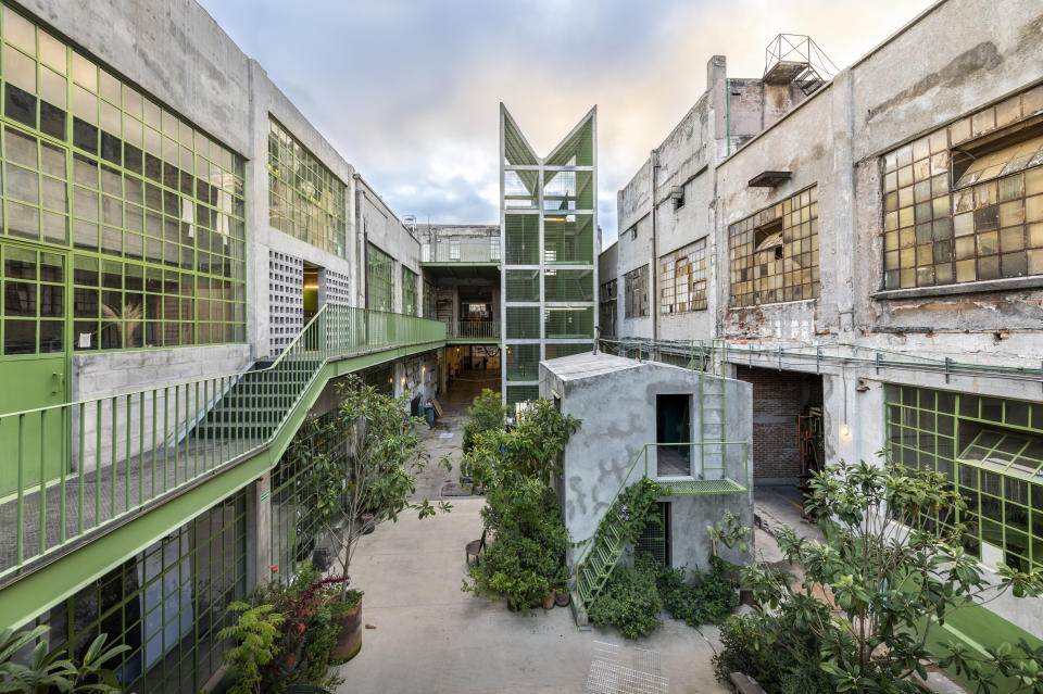 The courtyard patio at Laguna in Mexico City, an amalgamation of creative factories.