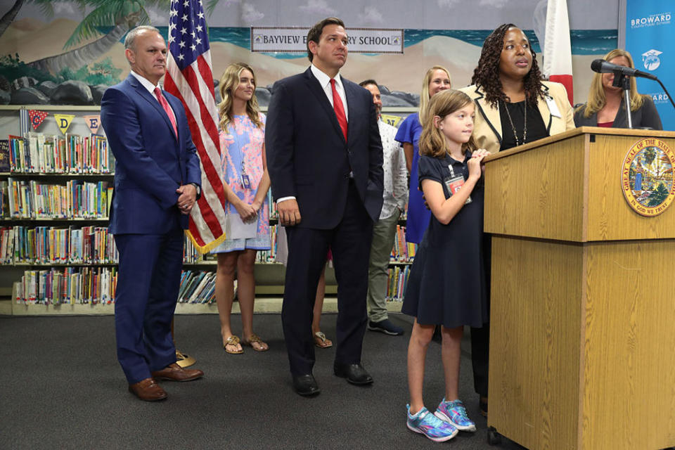 At a 2019 event in Fort Lauderdale, Florida Gov. Ron DeSantis announced a move to increase starting teacher salaries. (Joe Raedle/Getty Images)