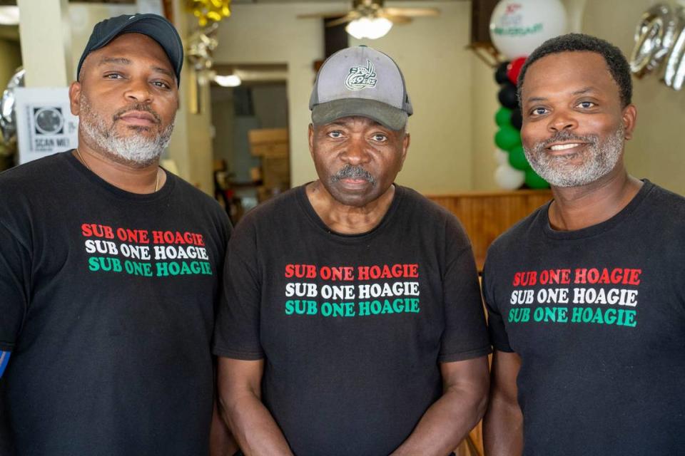 Aaron Jones, Sub One Hoagie House founder Richard Jones and his son and co-owner Derek Jones.