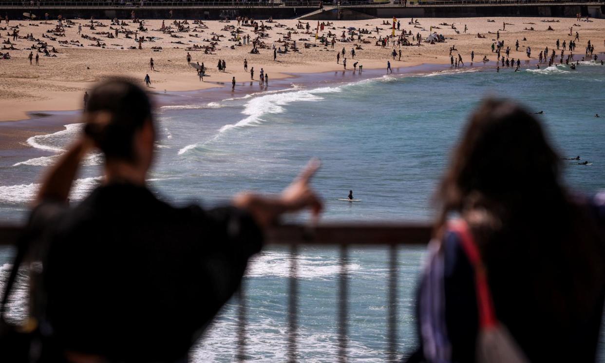 <span>Friday afternoon at Bondi beach in Sydney, where the temperature reached 30C – the hottest August day on record since 1995.</span><span>Photograph: David Gray/AFP/Getty Images</span>