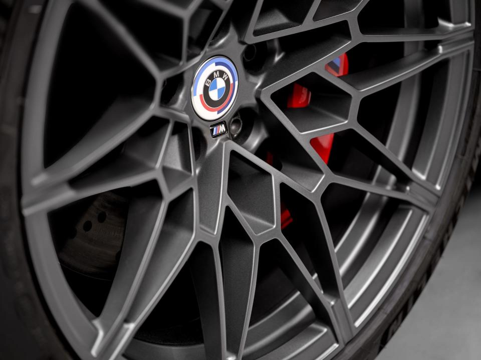 <p>The wheels are the same 826M design that's available on the standard M3 Competition, but they're finished in a dark grey color exclusive to the special edition. Customers can spec red, blue, or black brake calipers—or opt for the $8150 carbon-ceramic brake package.</p>