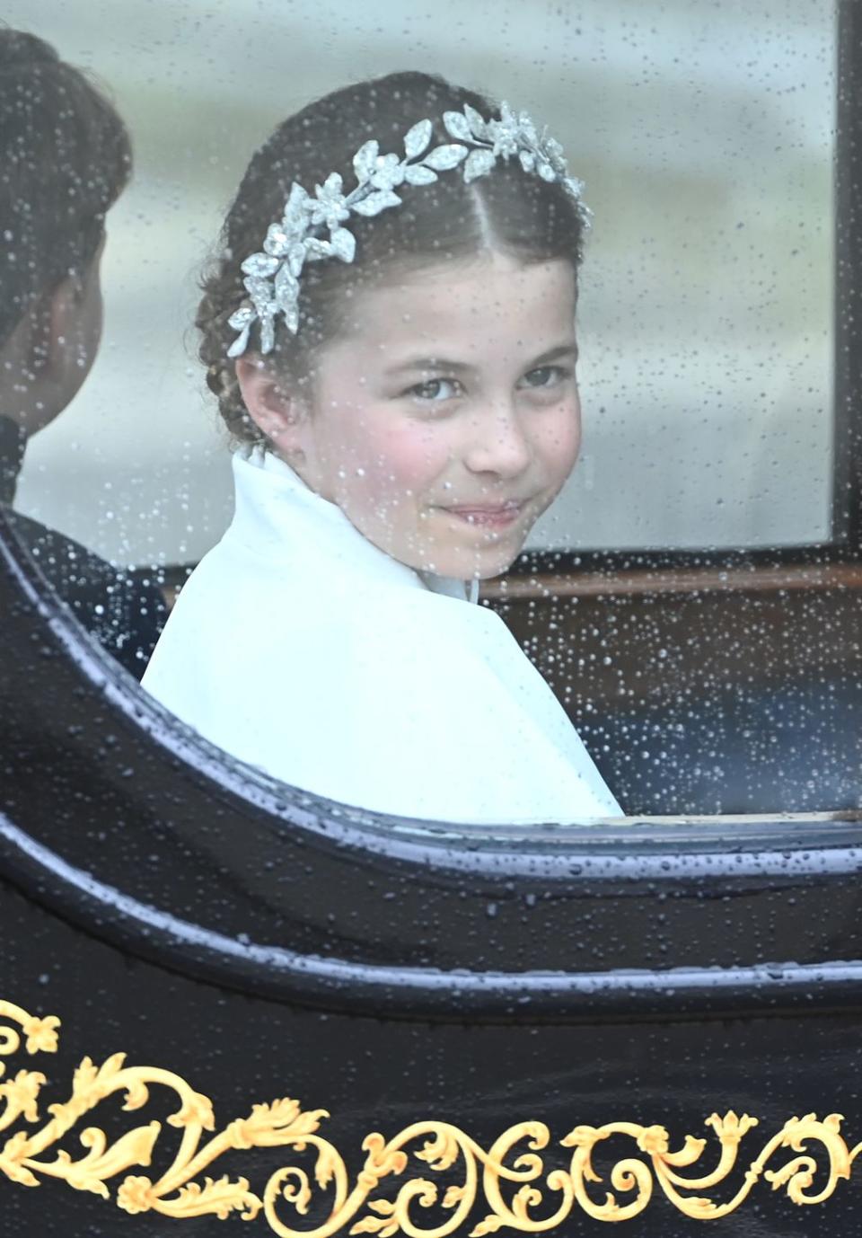 london, england may 06 princess charlotte departs the coronation of king charles iii and queen camilla on may 06, 2023 in london, england the coronation of charles iii and his wife, camilla, as king and queen of the united kingdom of great britain and northern ireland, and the other commonwealth realms takes place at westminster abbey today charles acceded to the throne on 8 september 2022, upon the death of his mother, elizabeth ii photo by stuart c wilsongetty images