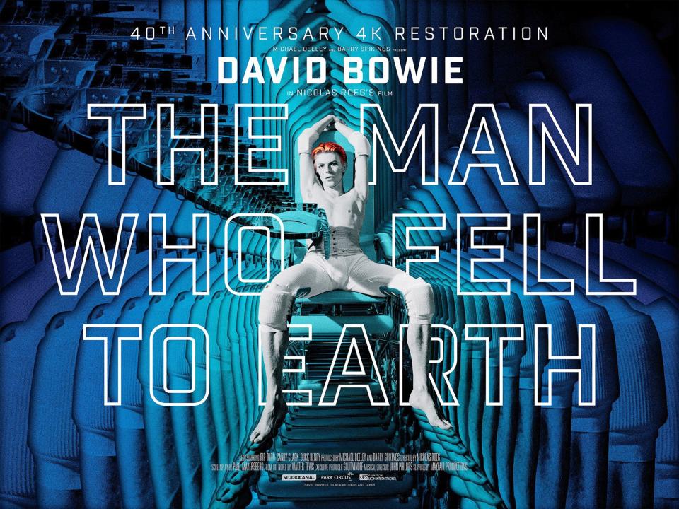 The Man Who Fell To Earth, poster, British poster for 2016 4k restoration and re-release, David Bowie, 1976. (Photo by LMPC via Getty Images)