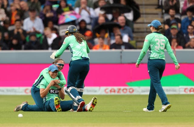 Marizanne Kapp celebrates catching out Southern Brave’s Anya Shrubsole