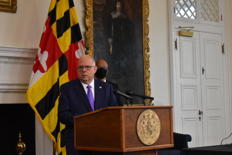 Gov. Larry Hogan speaks at a news conference in Annapolis on Jan. 11.