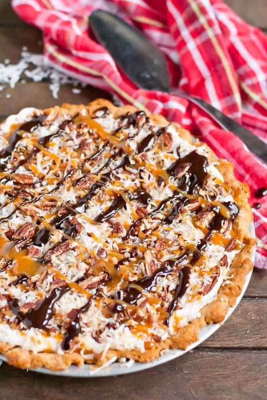 Coconut Pecan Turtle Cream Cheese Pie