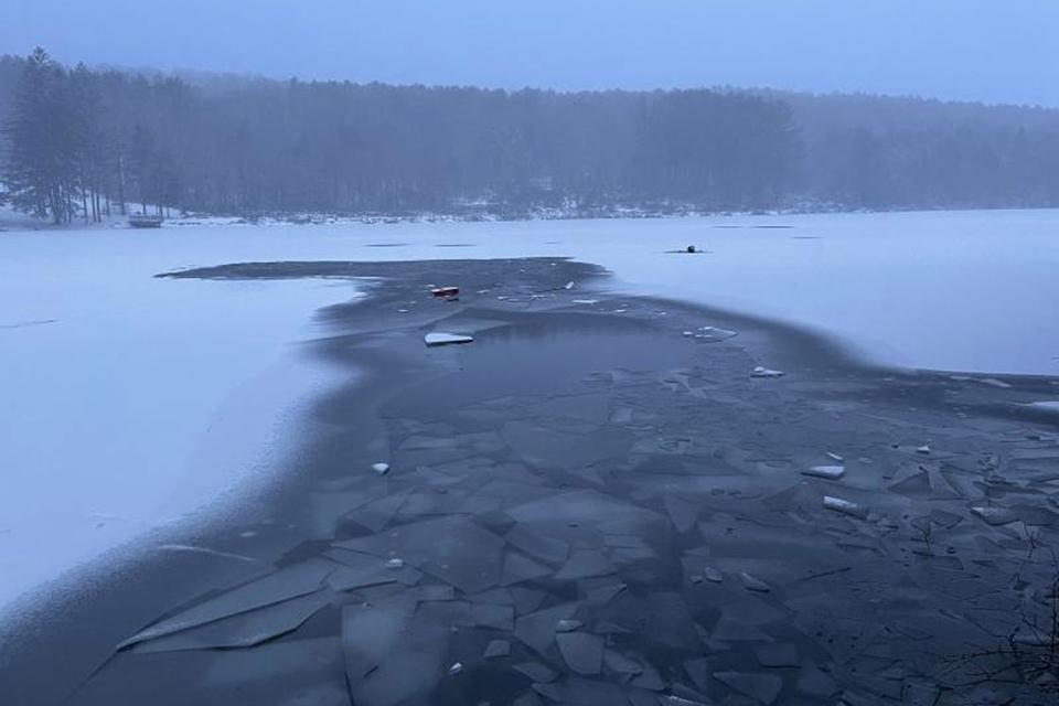 <p>New York State Department of Environmental Conservation</p> A man died and his brother survived after falling into an icy pond in upstate New York while fishing last week, authorities said.