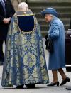 Britain's Queen Elizabeth II is greeted by The Very Reverend Dr David Hoyle, Dean of Westminster, as she arrives to attend the annual Commonwealth Service at Westminster Abbey in London on March 09, 2020. - Britain's Queen Elizabeth II has been the Head of the Commonwealth throughout her reign. Organised by the Royal Commonwealth Society, the Service is the largest annual inter-faith gathering in the United Kingdom. (Photo by Tolga AKMEN / AFP) (Photo by TOLGA AKMEN/AFP via Getty Images)