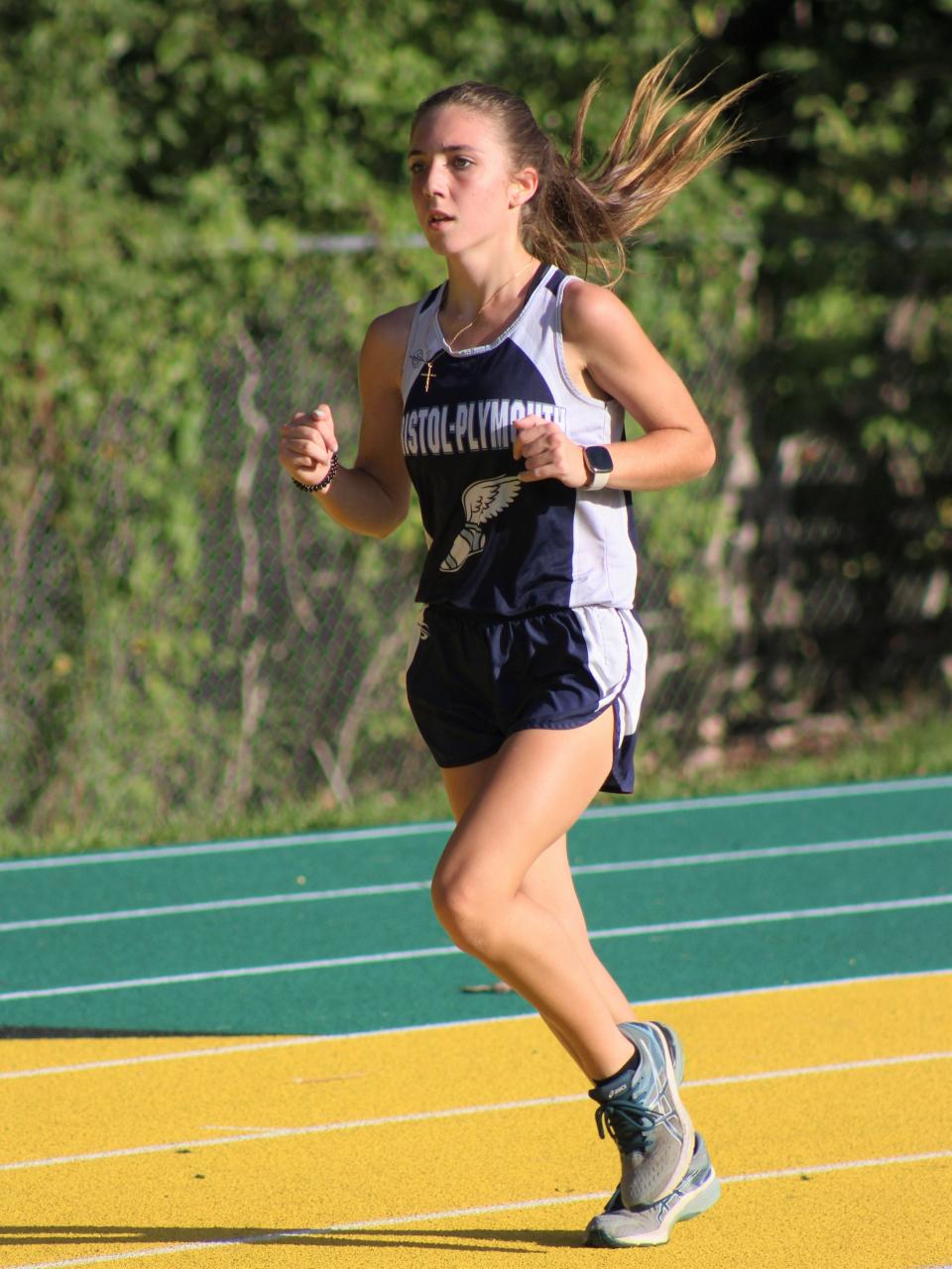 Bristol-Plymouth's Nicole Widegren during a non-league meet against Dighton-Rehoboth.