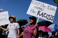 <p>People protest against the Trump administration’s policy of separating immigrant families suspected of illegal entry in El Paso, Texas, on June 19, 2018. (Photo: Mike Blake/Reuters) </p>