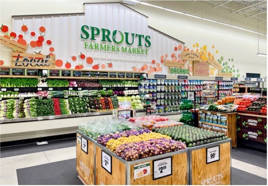 The produce section inside a Sprouts Farmers Market.