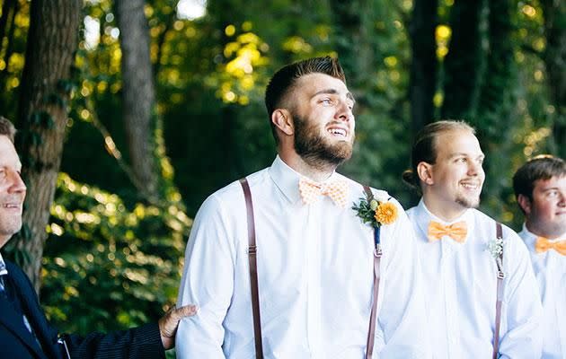 Micah couldn't hold back the tears when he spotted Bailey. Photo: Amber Lowe Photo