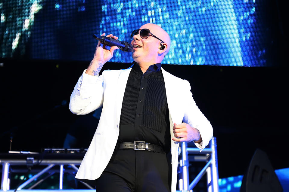 <a href="https://www.youtube.com/watch?v=XrUUXOTHky4" rel="nofollow noopener" target="_blank" data-ylk="slk:Pitbull performed "Greenlight";elm:context_link;itc:0;sec:content-canvas" class="link ">Pitbull performed "Greenlight"</a> alongside Flo Rida, Lunchmoney Lewis and Stephen Marley at Wrestlemania 33 in 2017.