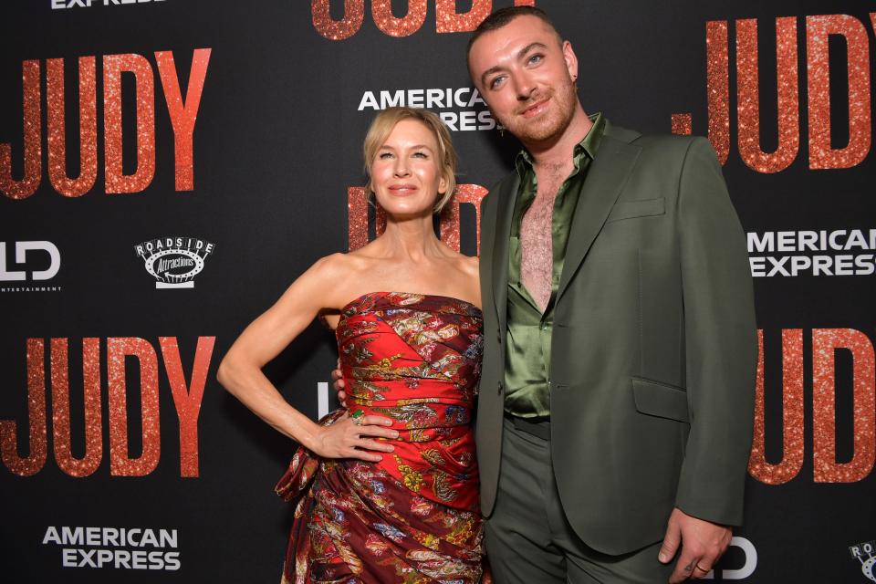 Renee Zellweger and Sam Smith attend the L.A. premiere of 