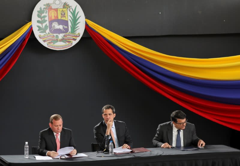 Venezuela's National Assembly President and opposition leader Juan Guaido, who many nations have recognised as the country's rightful interim ruler, takes part in a session of Venezuela's National Assembly in Caracas